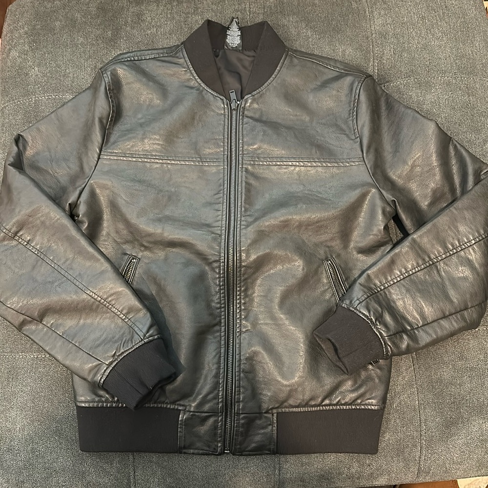 Express Men’s Faux Leather Bomber Jacket size Small